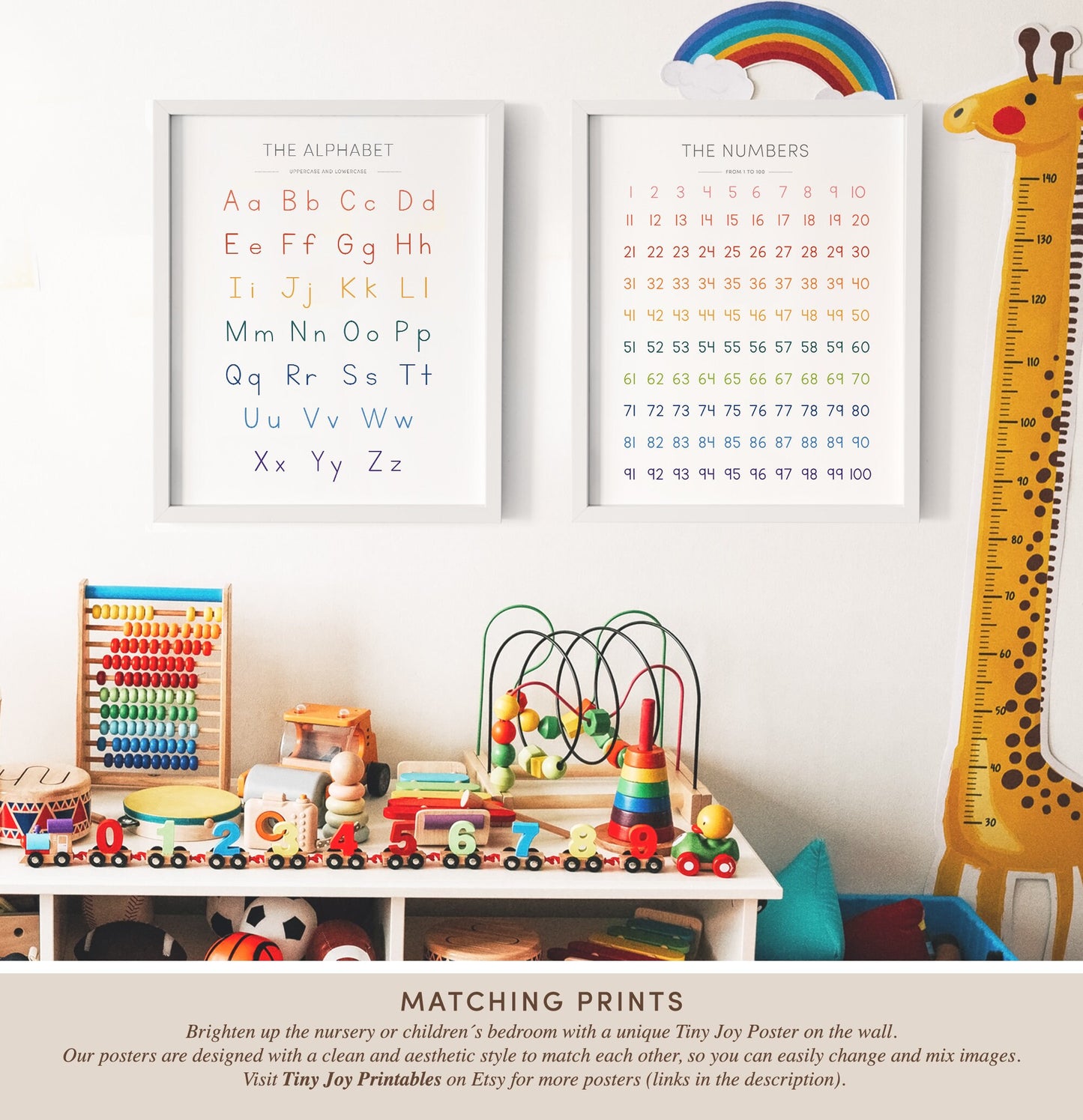 1–100 Numbers Chart Colorful – Math + Numbers Wall Art