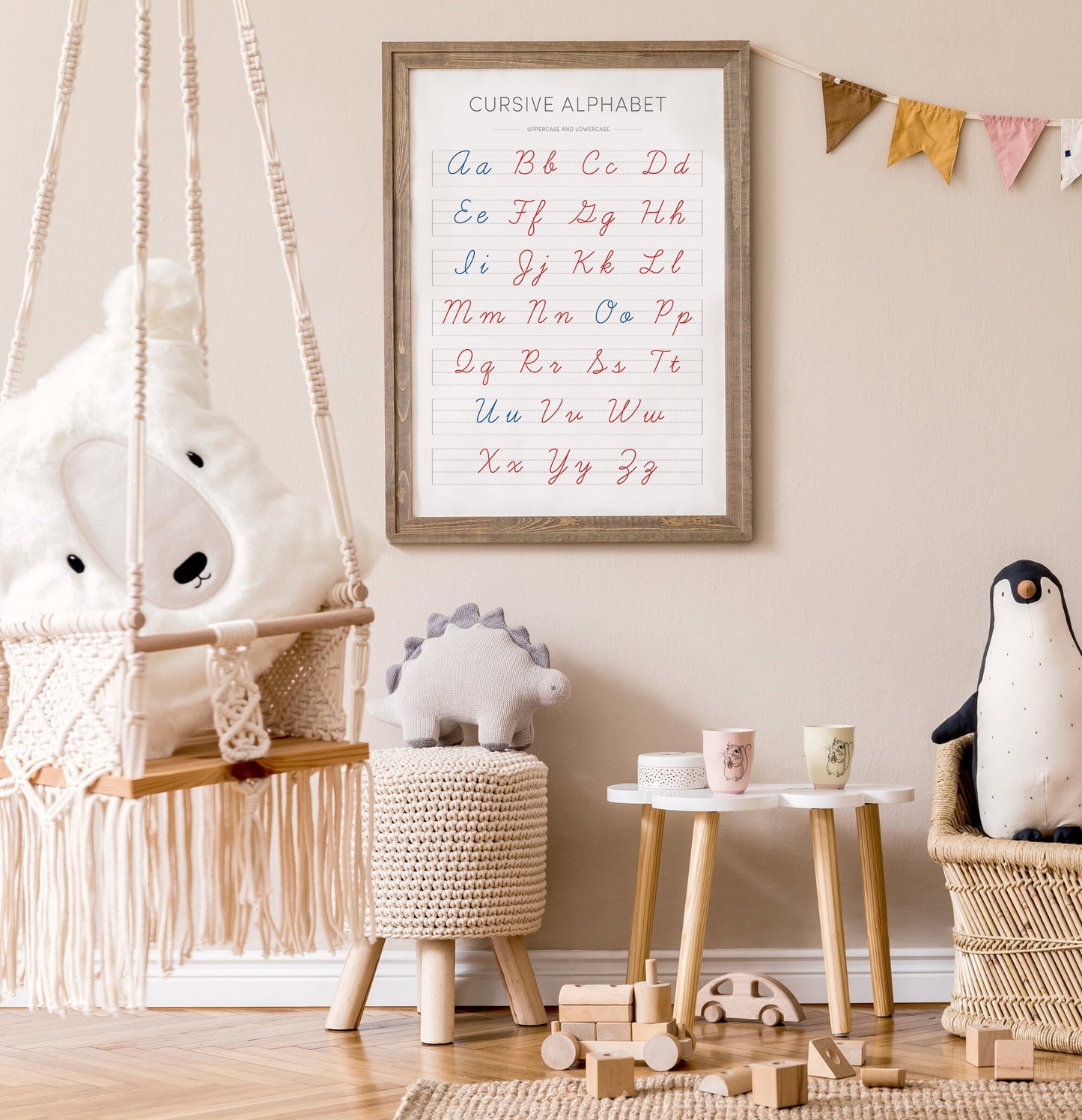 Montessori Cursive ABC Poster – Reading + Handwriting Wall Art