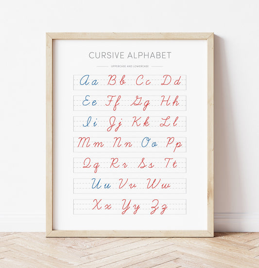 Montessori Cursive ABC Poster – Reading + Handwriting Wall Art
